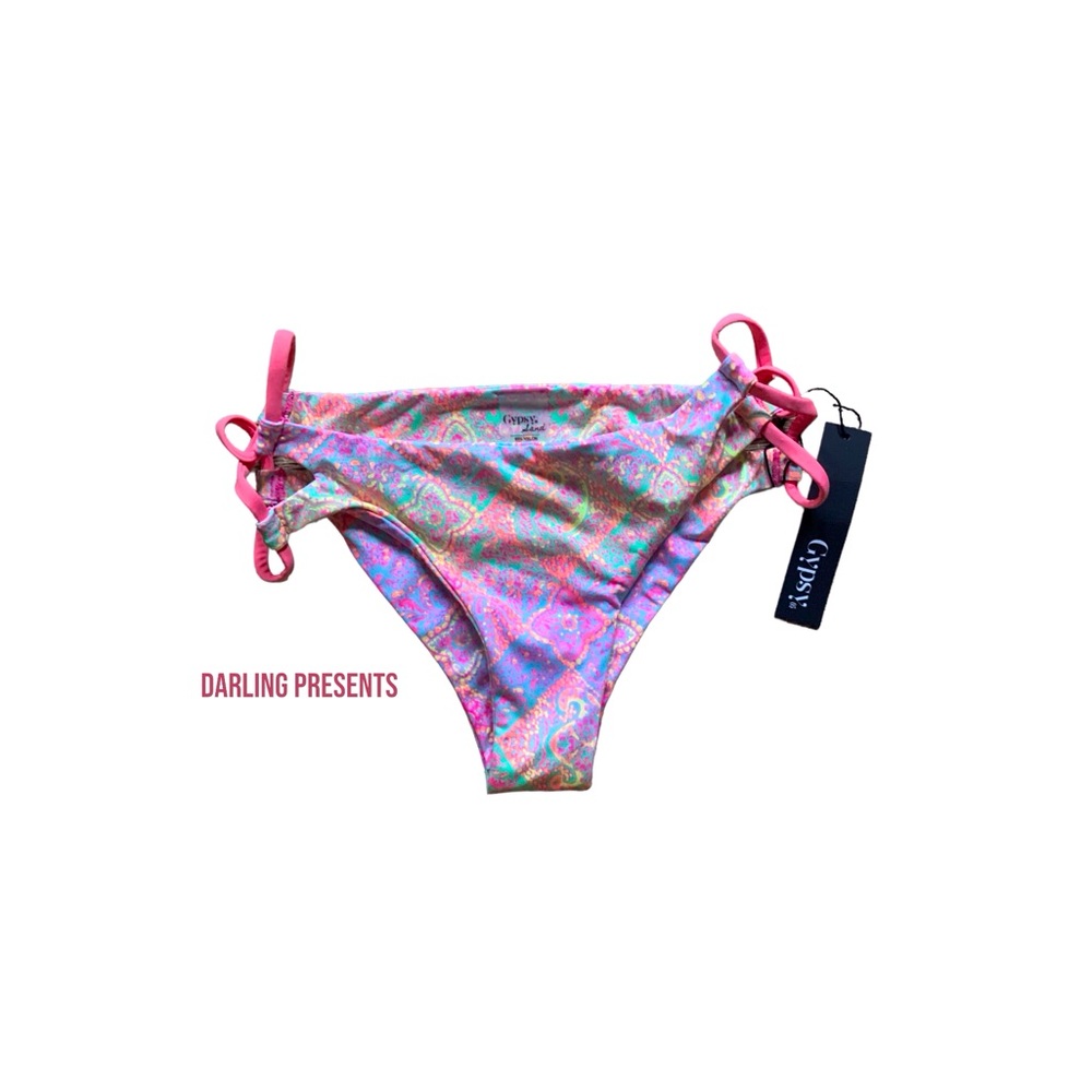Gypsy 05 Sand Cutout Paisley Print Bikini Bottom Women Color Pink Size S